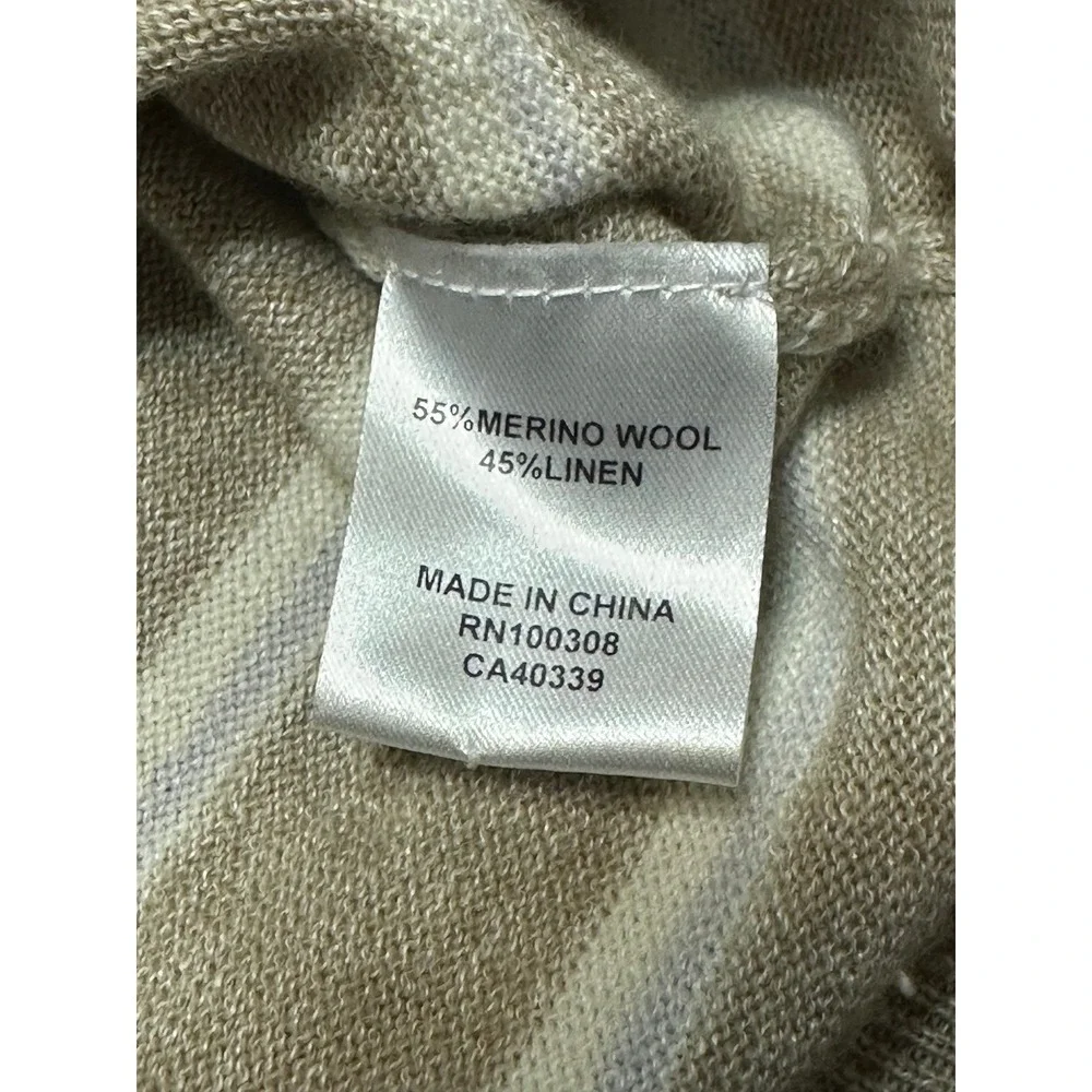 Peter Millar Seaside Long Bay Striped Merino Wool Linen 1/4 Zip Sweater Sz M - Picture 8 of 10